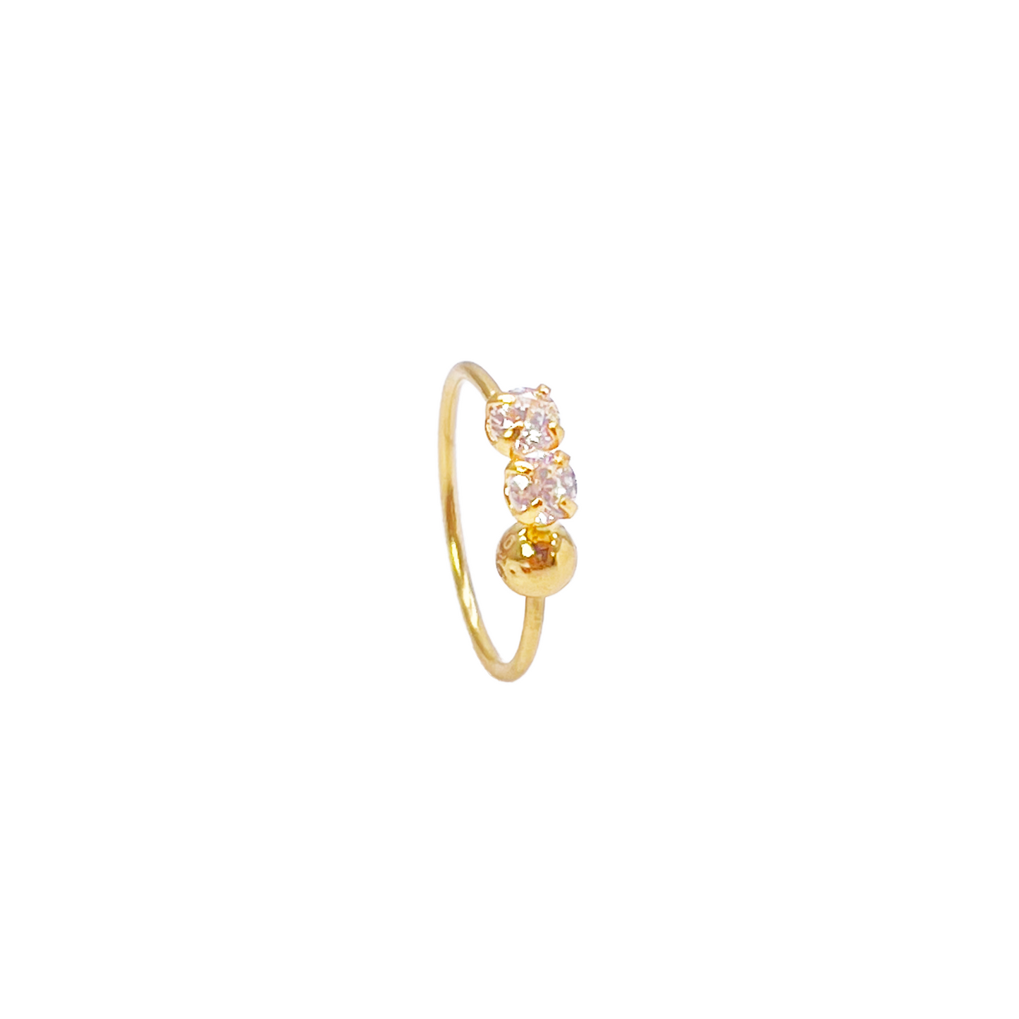 22ct Gold Tiny Cubic Zirconia Nose Ring Hoop Huggie 9mm