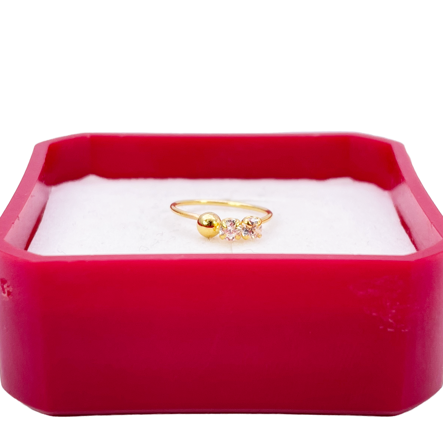 22ct Gold Tiny Cubic Zirconia Nose Ring Hoop Huggie 9mm