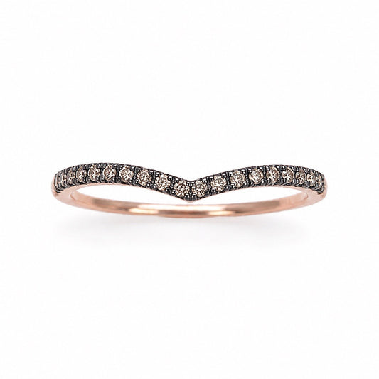 14ct Rose Gold Brown Champagne Diamond Wishbone Ring 0.20ct