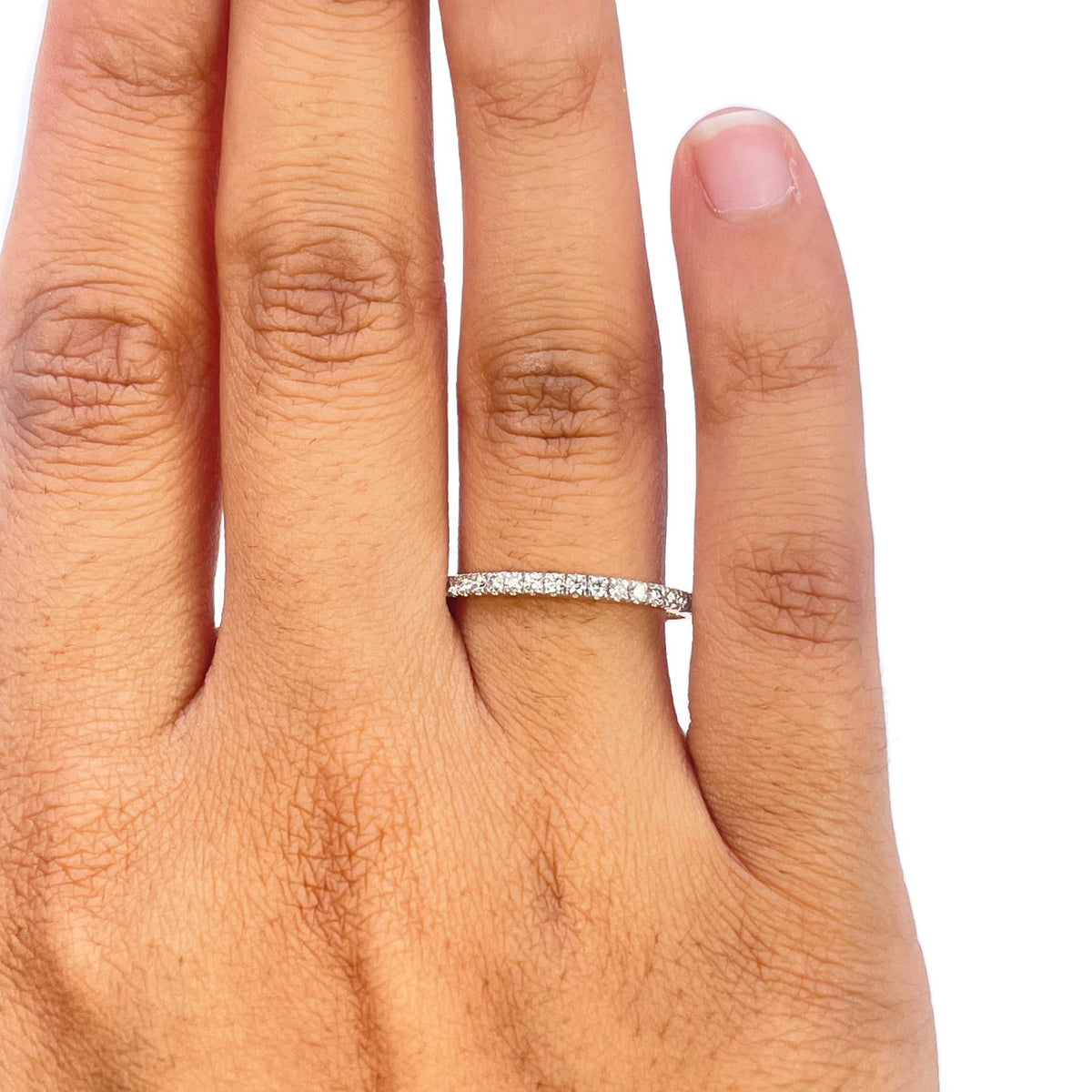 14ct White Gold Natural Diamond Half Eternity Ring Pave 0.20ct