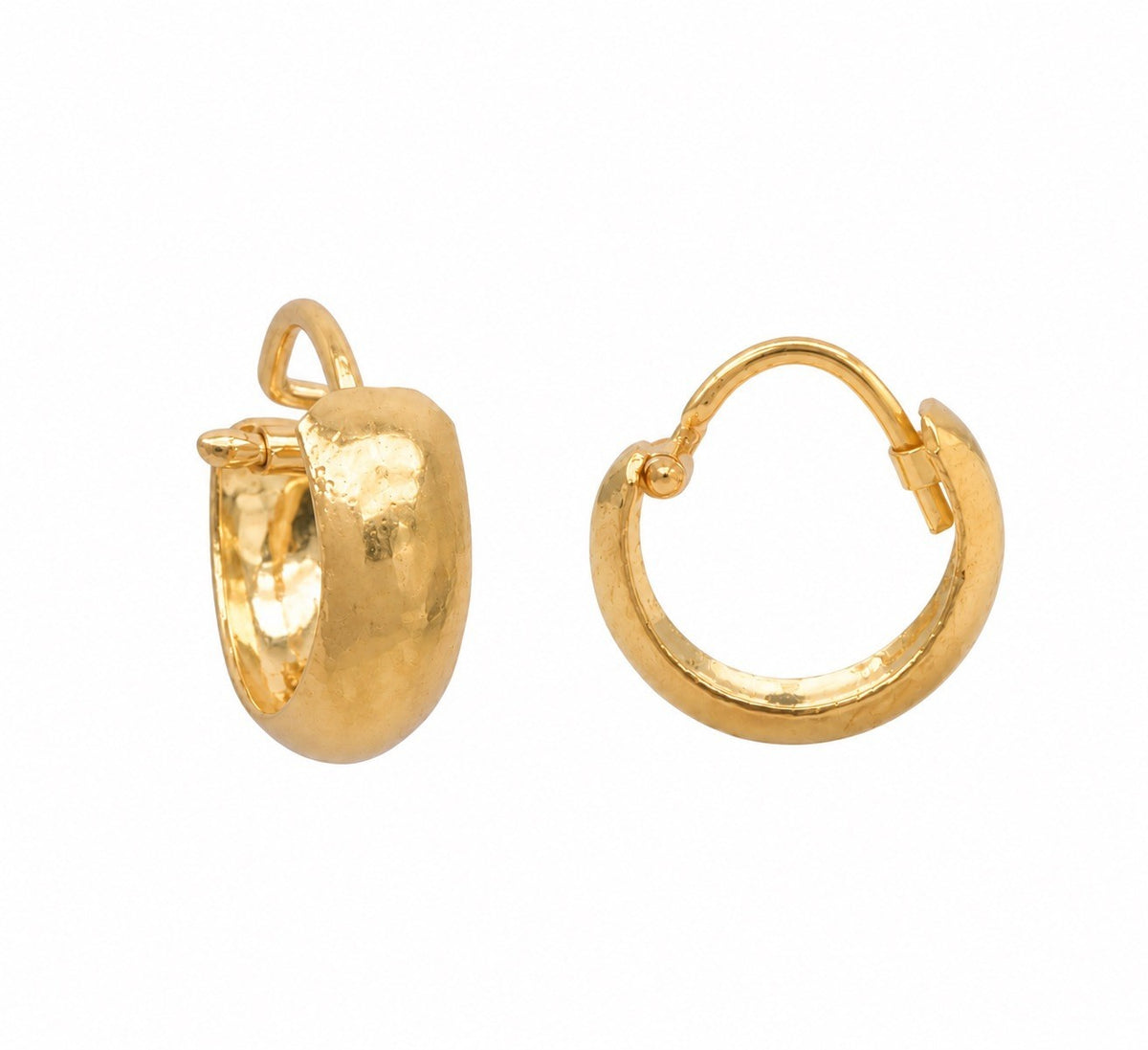 22ct Yellow Gold Dome Hoop Huggie Earrings 10.5mm Diameter