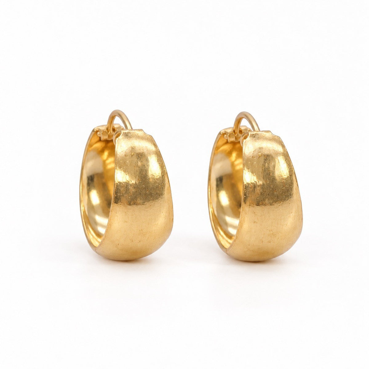 22ct Yellow Gold Dome Hoop Huggie Earrings 15mm Diameter