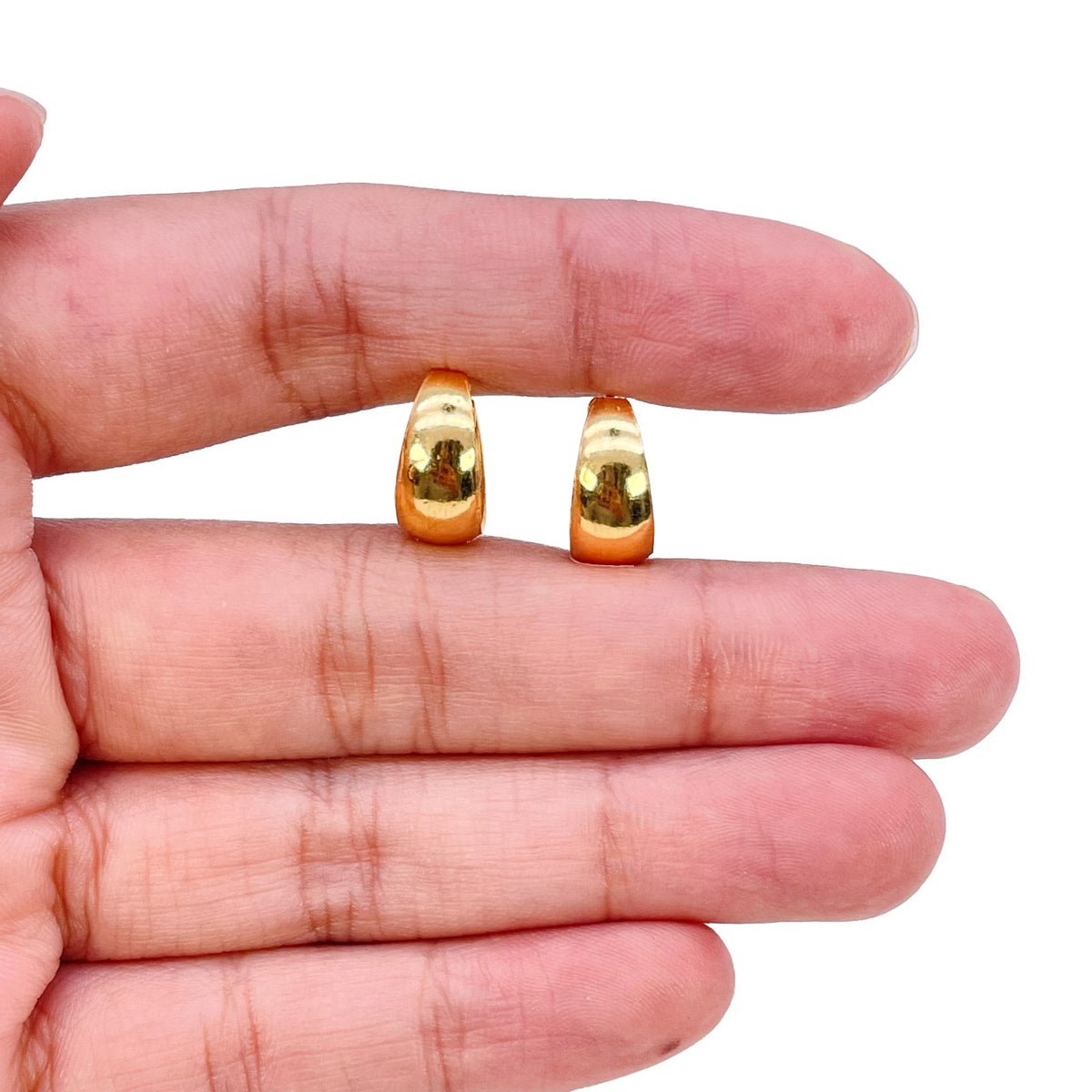 22ct Yellow Gold Dome Hoop Huggie Earrings 11.5mm Diameter
