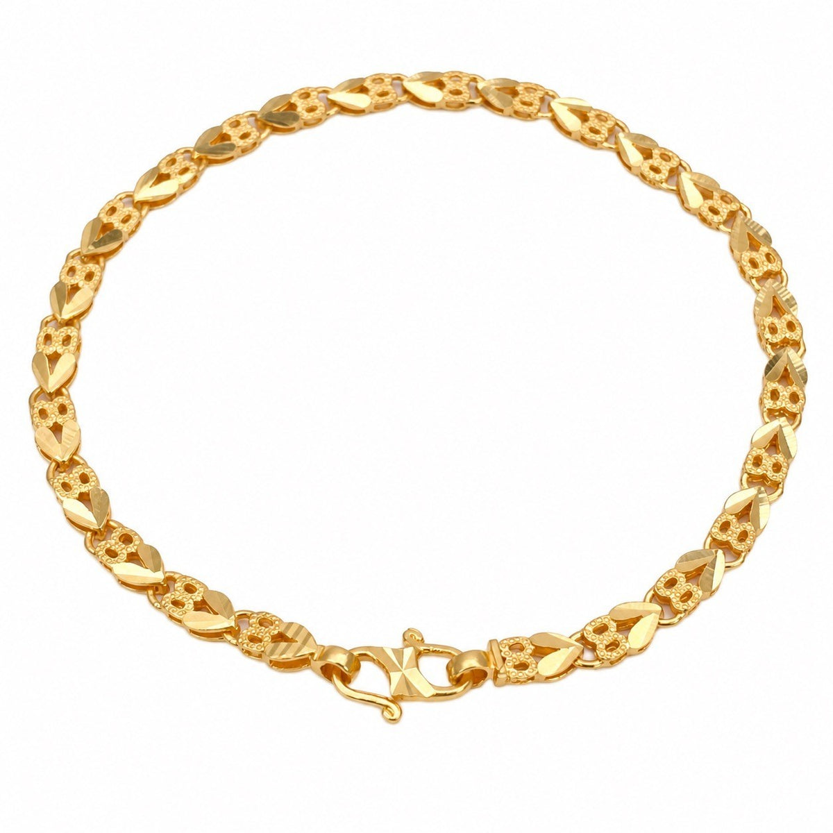 22ct Yellow Gold Chevron V Link Bracelet Diamond Cut Fancy Chain