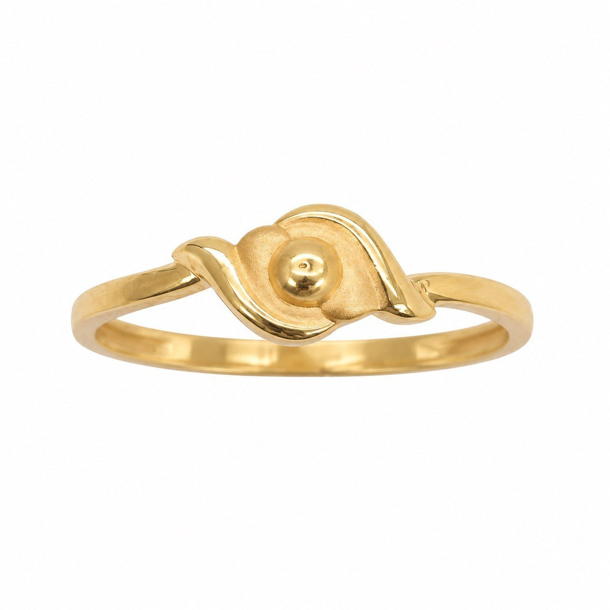 22ct Yellow Gold Minimalist Abstract Swirl Ring Center Bead
