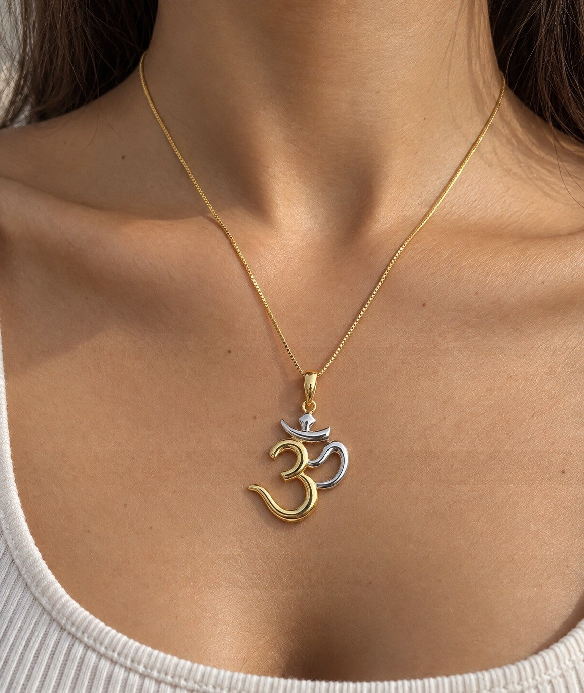 22ct Two Tone Gold Om Symbol Pendant High Polished Hindu Charm