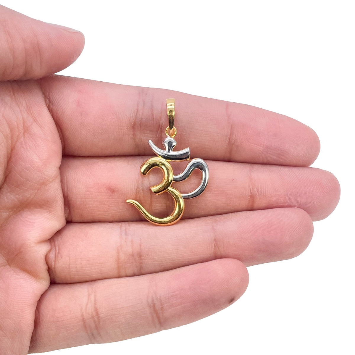 22ct Two Tone Gold Om Symbol Pendant High Polished Hindu Charm