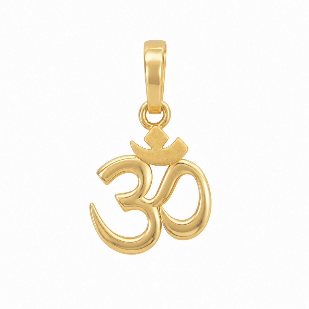 22ct Yellow Gold Om Symbol Pendant High Polished Matte Accent
