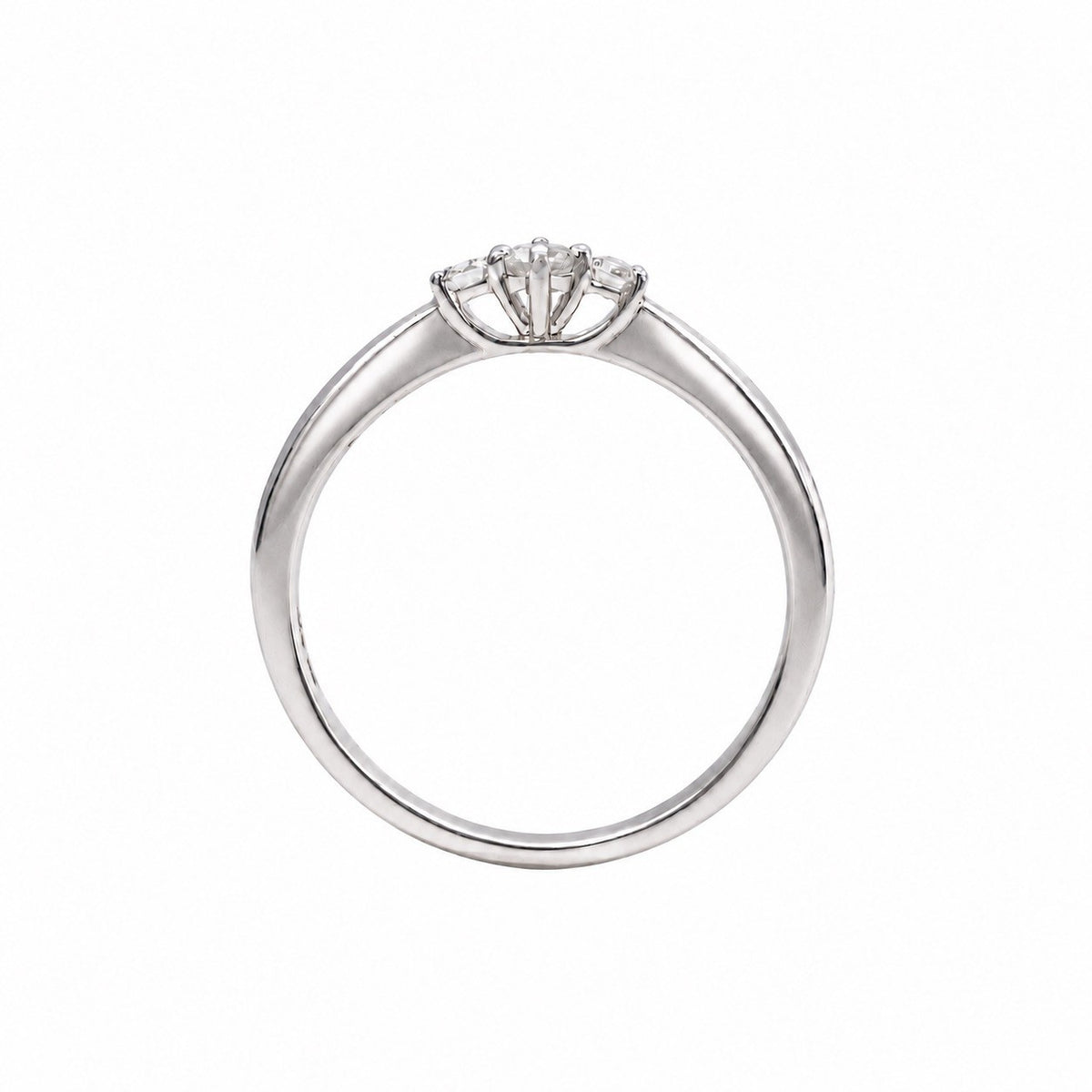 14ct White Gold Natural Diamond Trilogy Ring Three Stone Claw Set 0.15ct