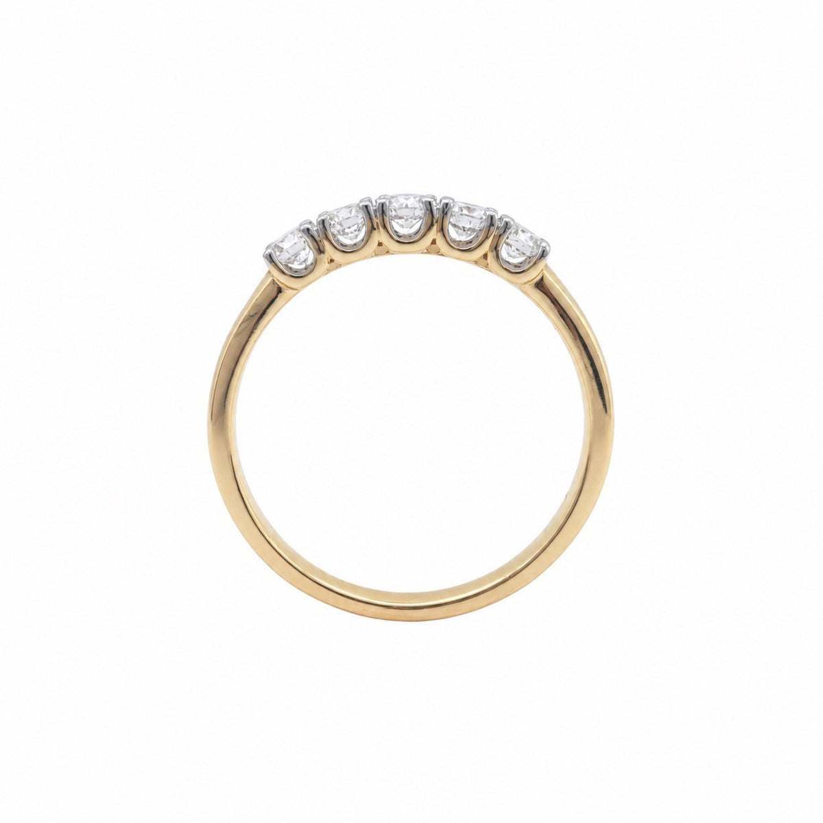 18ct Yellow Gold Natural Diamond Five Stone Ring Claw Set 0.50ct