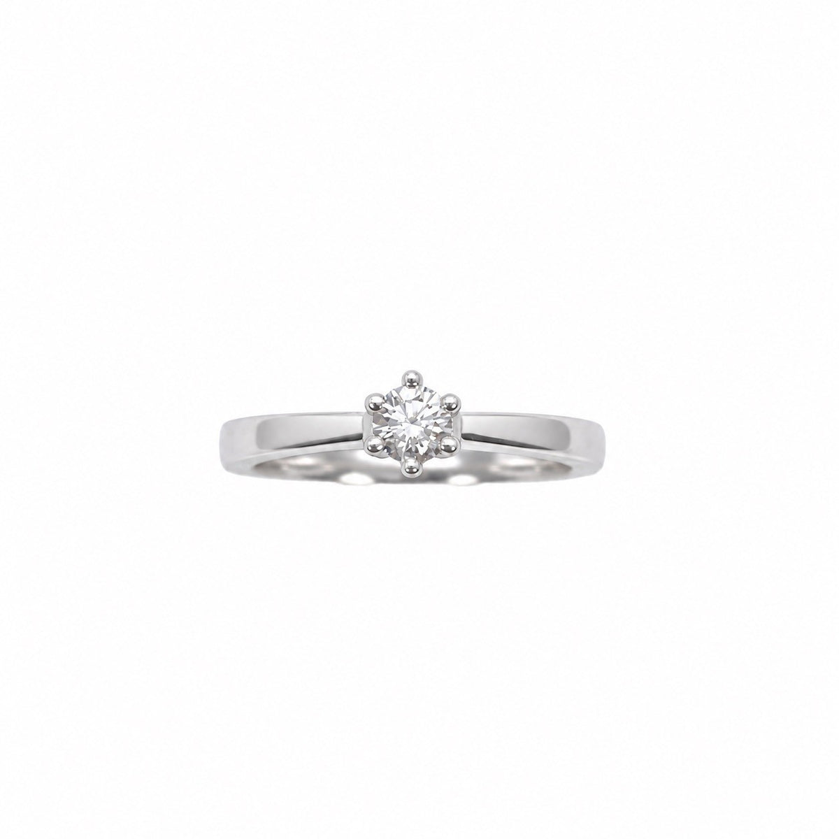 14ct White Gold Natural Diamond Solitaire Ring Six Claw Engagement Ring 0.20ct
