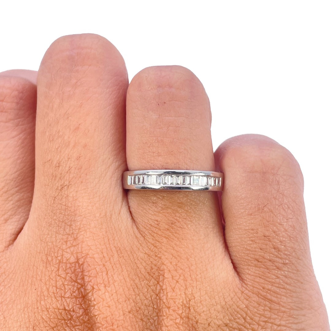 18ct White Gold Natural Baguette Diamond Half Eternity Ring Channel Set 0.20ct