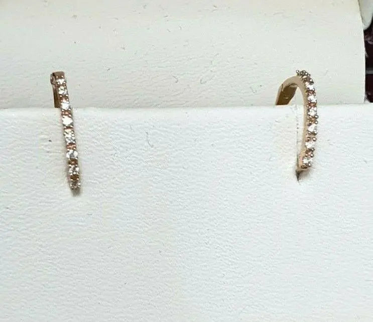 18ct Rose Gold Diamond Pair of Hoop Earrings 0.10ct 1.1mm wide 