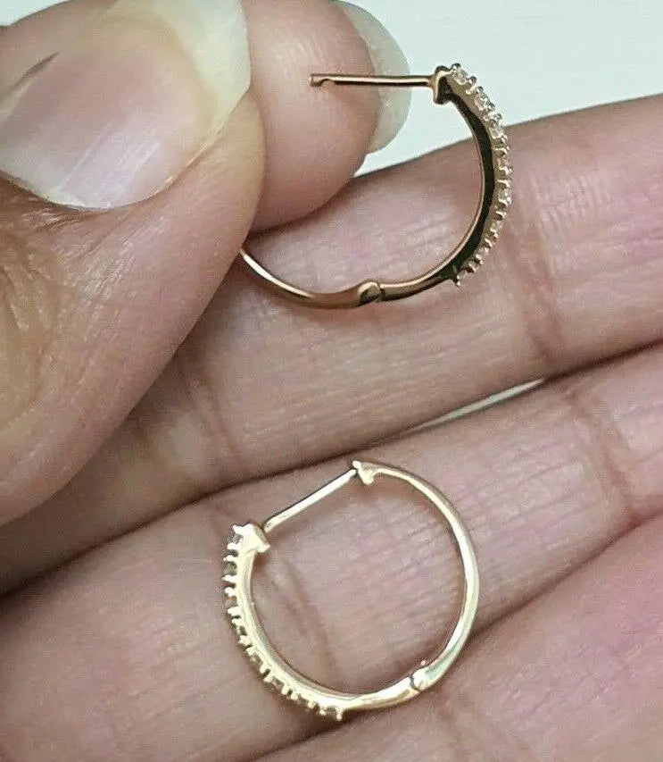 18ct Rose Gold Diamond Pair of Hoop Earrings 0.10ct 1.1mm wide 