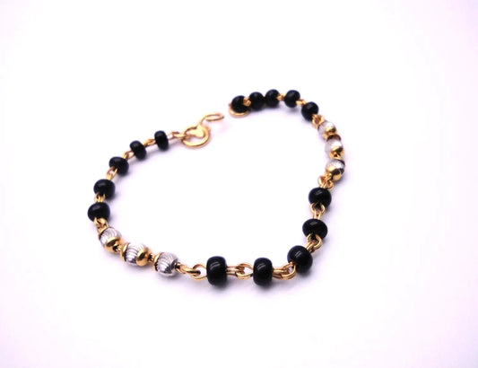 22ct Yellow Gold Baby Bracelet Black & Gold Beads  (Maniya / Manka / Nazariya) 