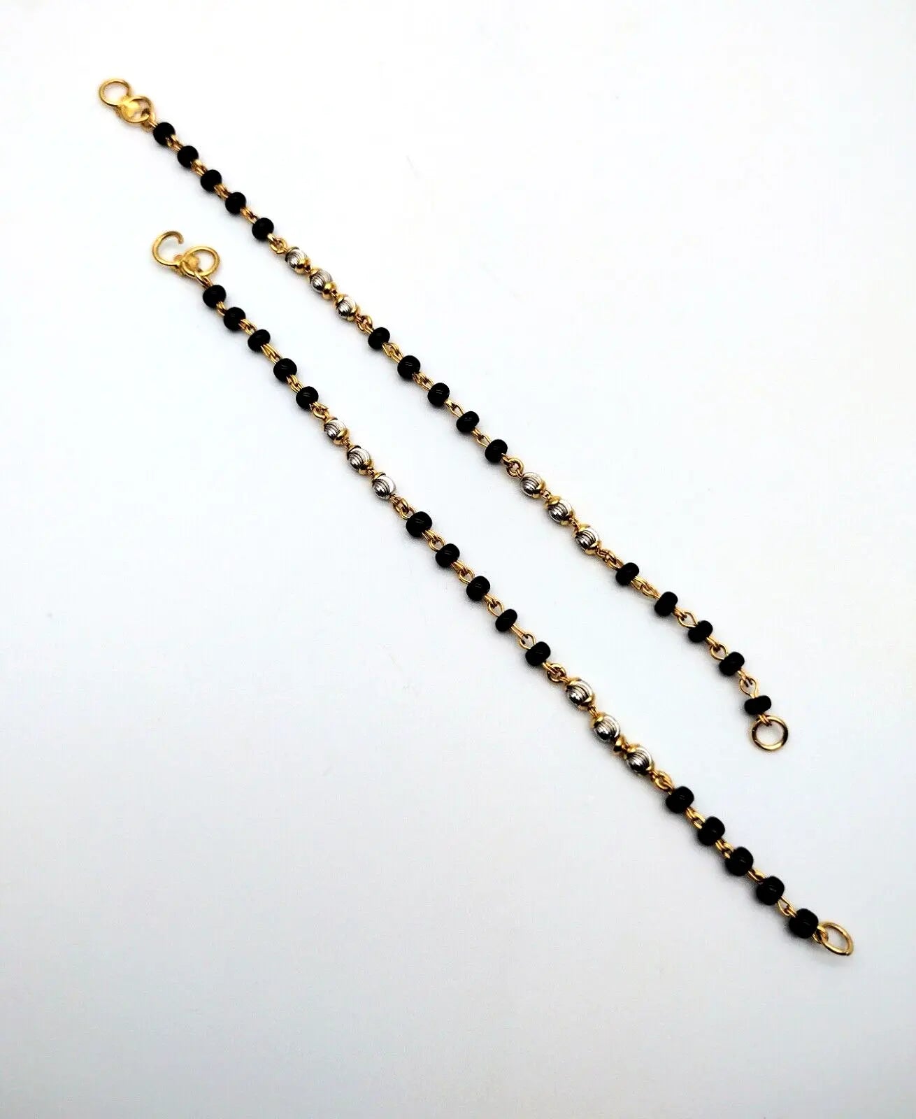 22ct Yellow Gold Baby Bracelet Black & Gold Beads  (Maniya / Manka / Nazariya) 