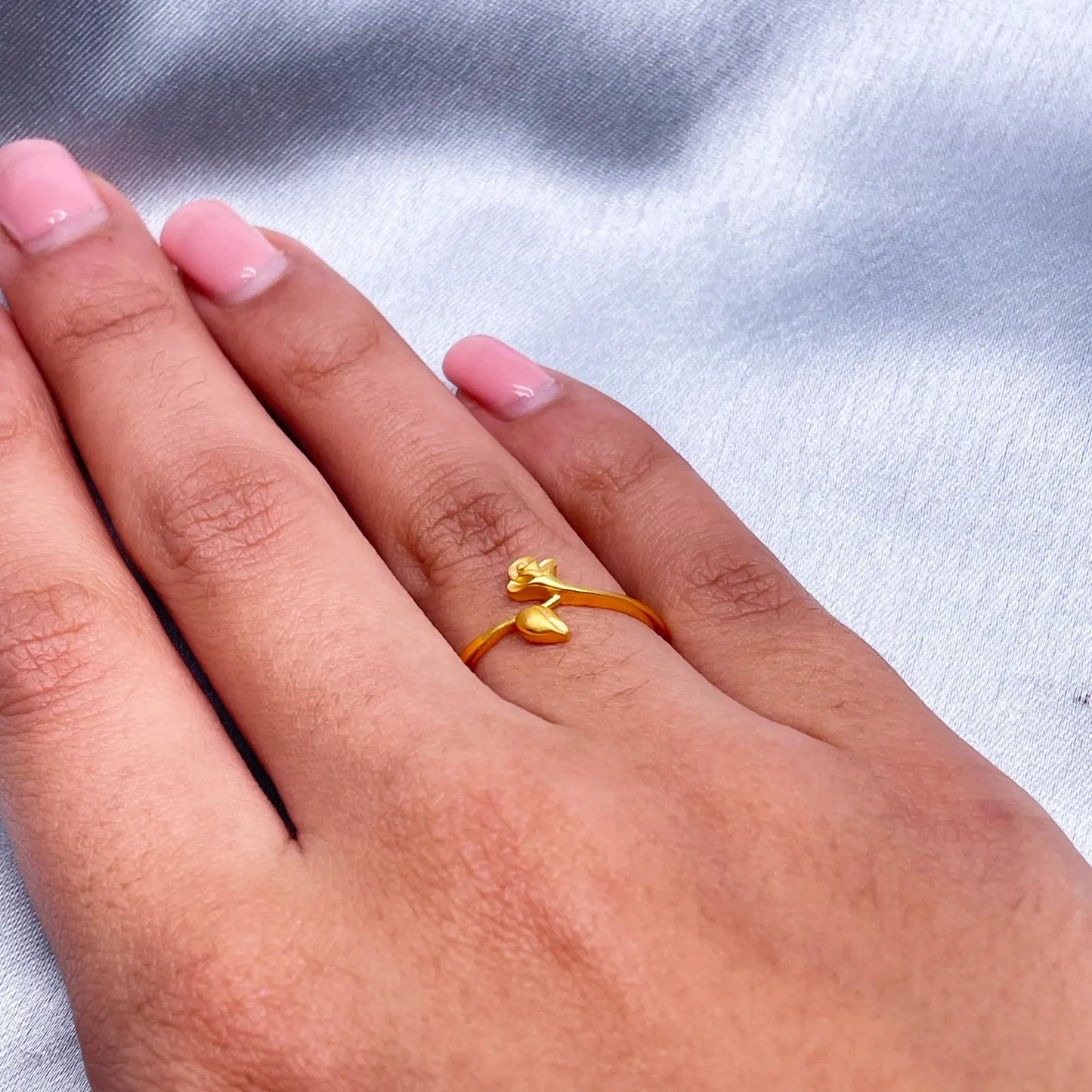 22ct Yellow Gold Polished & Matt Rose Minimalist Ring 