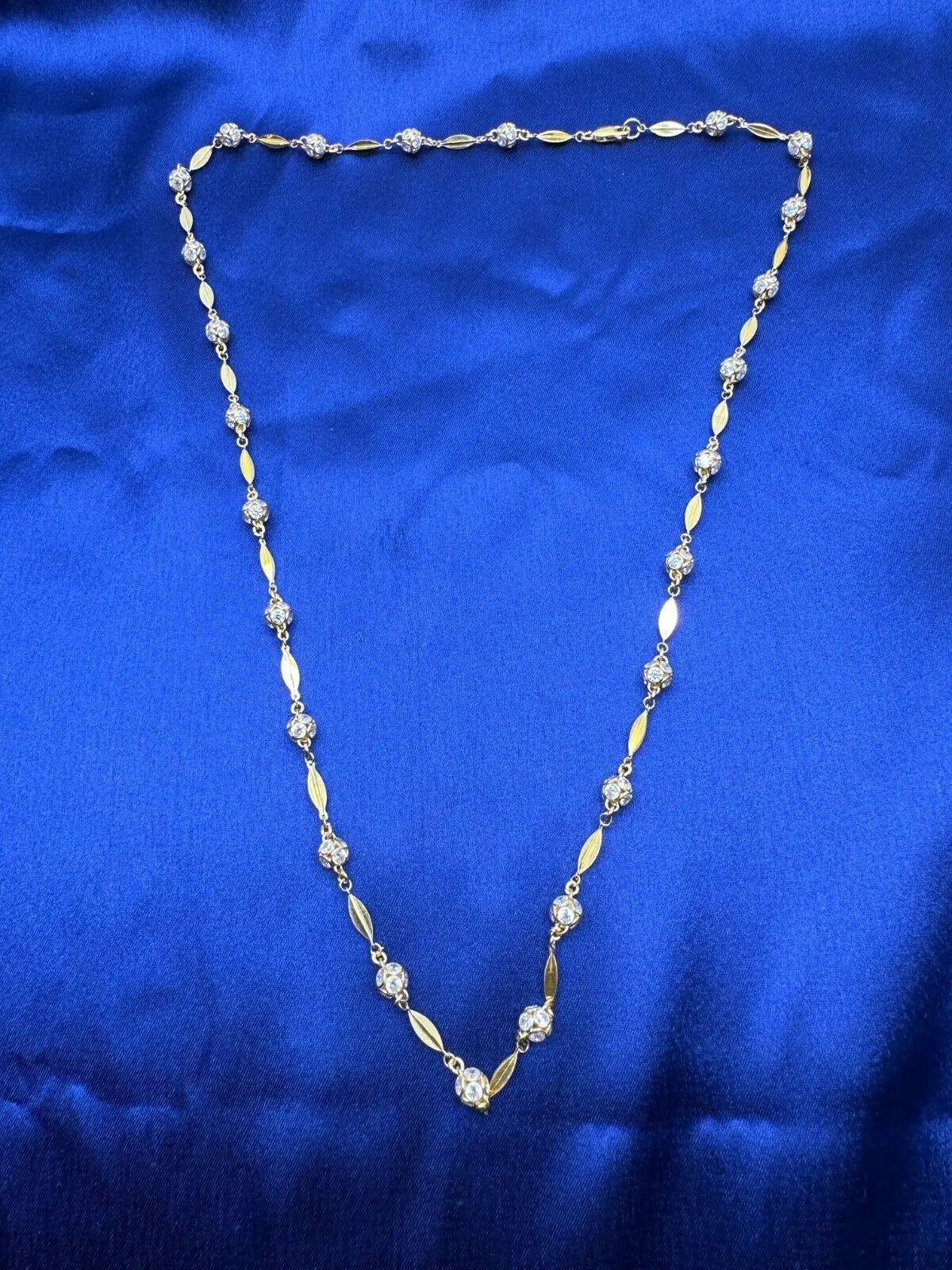22ct Yellow Gold & Cubic Zirconia Glitter Ball Long Chain Necklace, 26 inch 