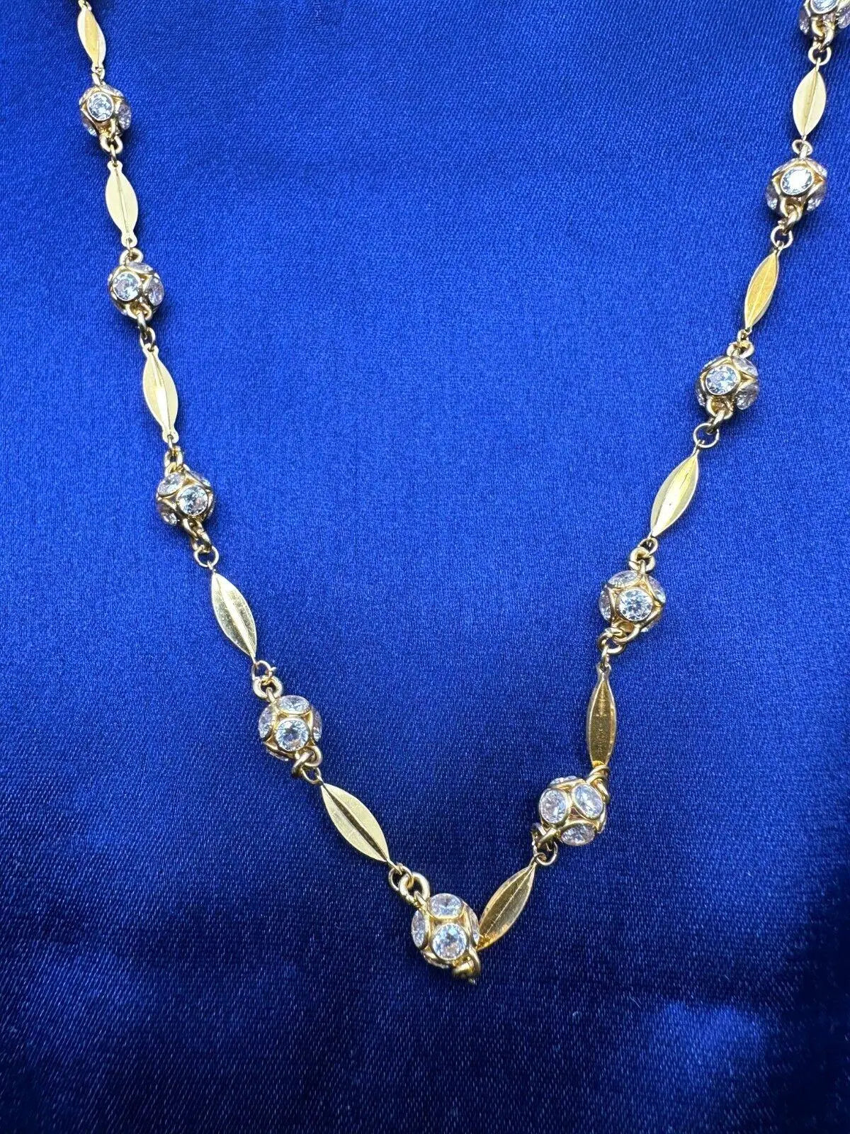 22ct Yellow Gold & Cubic Zirconia Glitter Ball Long Chain Necklace, 26 inch 