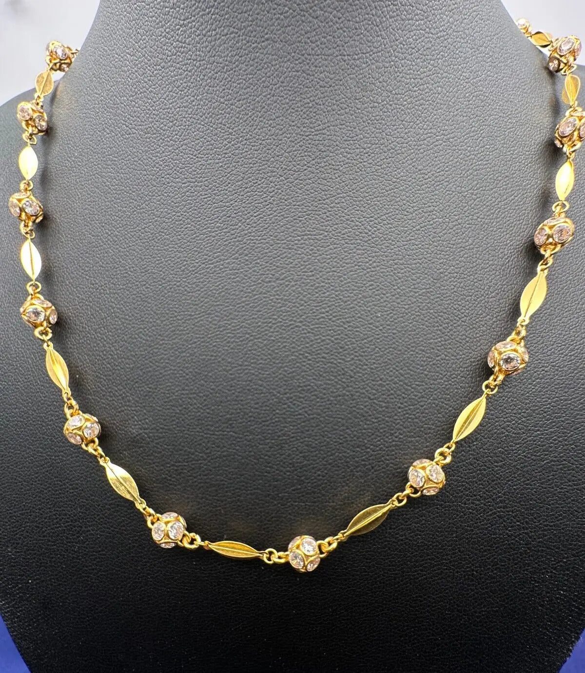 22ct Yellow Gold & Cubic Zirconia Glitter Ball Long Chain Necklace, 26 inch 