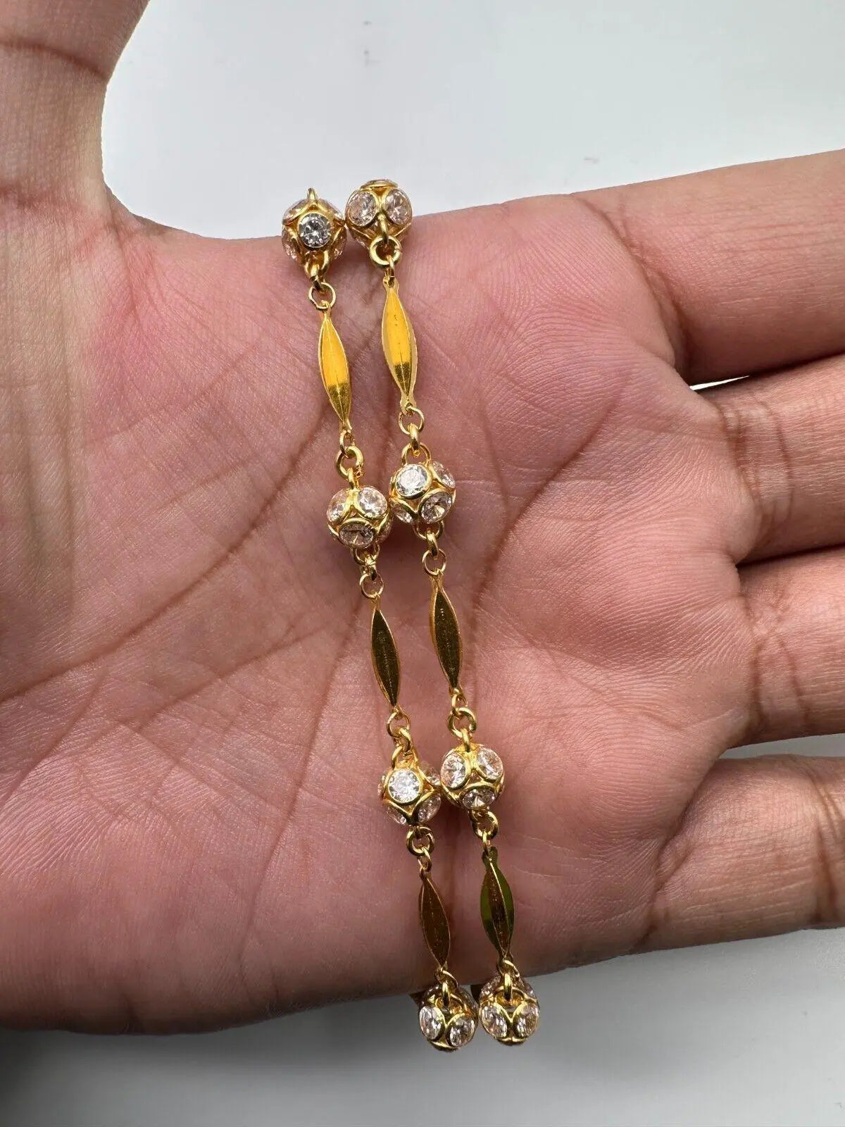 22ct Yellow Gold & Cubic Zirconia Glitter Ball Long Chain Necklace, 26 inch 